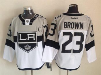 Vintage Los Angeles Kings #23 BROWN Stitched Grey-White-Black Hockey Jersey Throwback Edition