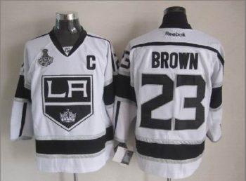 Vintage Los Angeles Kings #23 BROWN Stitched White-Black-Grey Hockey Jersey Throwback Edition