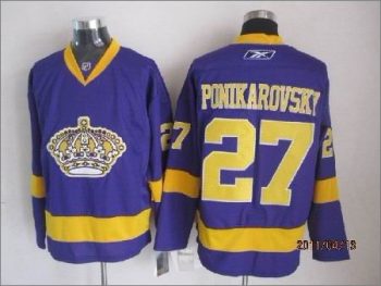 Vintage Los Angeles Kings #27 PONIKAROVSKY Stitched Purple-Yellow Hockey Jersey Throwback Edition
