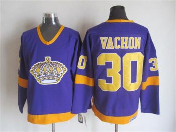 Vintage Los Angeles Kings #30 VACHON Stitched Purple-Yellow Hockey Jersey Throwback Edition