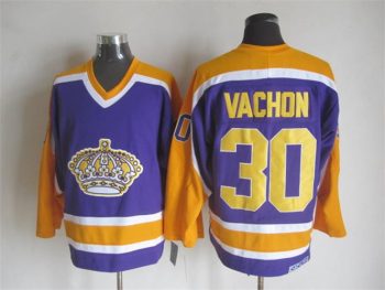 Vintage Los Angeles Kings #30 VACHON Stitched Purple-Yellow-White Hockey Jersey Throwback Edition