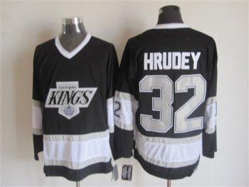 Vintage Los Angeles Kings #32 HRUDEY Stitched Black-White-Grey Hockey Jersey Throwback Edition