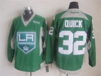 Vintage Los Angeles Kings #32 QUICK Stitched Green-Grey-White Hockey Jersey Throwback Edition