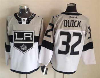 Vintage Los Angeles Kings #32 QUICK Stitched Grey-White-Black Hockey Jersey Throwback Edition (2)