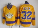 Vintage Los Angeles Kings #32 QUICK Stitched Yellow-Purple Hockey Jersey Throwback Edition
