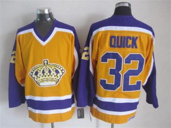 Vintage Los Angeles Kings #32 QUICK Stitched Yellow-Purple-White Hockey Jersey Throwback Edition