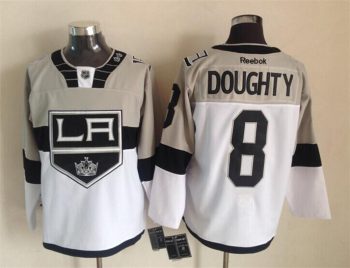 Vintage Los Angeles Kings #8 DOUGHTY Stitched Grey-White-Black Hockey Jersey Throwback Edition
