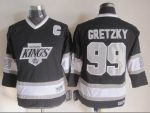 Vintage Los Angeles Kings #99 GRETZKY Stitched Black-White-Grey Hockey Jersey Throwback Edition (2)