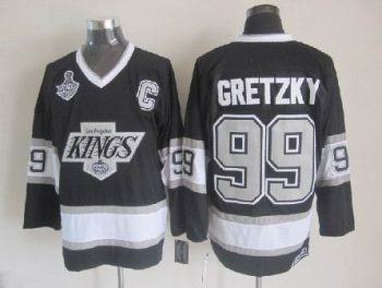 Vintage Los Angeles Kings #99 GRETZKY Stitched Black-White-Grey Hockey Jersey Throwback Edition