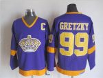 Vintage Los Angeles Kings #99 GRETZKY Stitched Purple-Yellow Hockey Jersey Throwback Edition