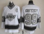 Vintage Los Angeles Kings #99 GRETZKY Stitched White-Black-Grey Hockey Jersey Throwback Edition