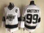 Vintage Los Angeles Kings #99 GRETZKY Stitched White-Black-Grey Hockey Jersey Throwback Edition (2)