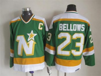 Vintage Minnesota North Stars #23 BELLOWS Stitched Green Hockey Jersey (2)