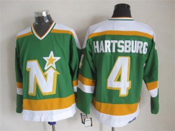 Vintage Minnesota North Stars #4 HARTSBURG Stitched Green Hockey Jersey (2)
