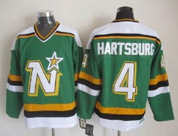 Vintage Minnesota North Stars #4 HARTSBURG Stitched Green Hockey Jersey