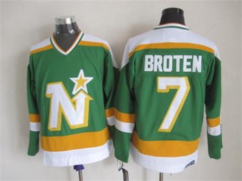 Vintage Minnesota North Stars #7 BROTEN Stitched Green Hockey Jersey (2)