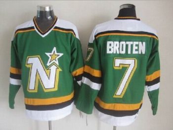 Vintage Minnesota North Stars #7 BROTEN Stitched Green Hockey Jersey