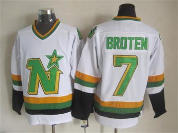 Vintage Minnesota North Stars #7 BROTEN Stitched White Hockey Jersey