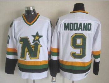 Vintage Minnesota North Stars #9 MODANO Stitched White Hockey Jersey