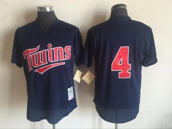 Vintage Minnesota Twins #4 Paul Molitor Stitched Navy Blue Mesh Baseball Jersey Throwback Edition