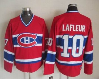 Vintage Montreal Canadiens #10 LAFLEUR Stitched Red-Blue-White Hockey Jersey Throwback Edition