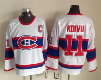 Vintage Montreal Canadiens #11 KOIVU Stitched White-Red-Blue Hockey Jersey Throwback Edition