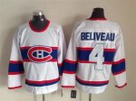 Vintage Montreal Canadiens #4 BELIVEAU Stitched White-Red-Blue Hockey Jersey Throwback Edition (2)