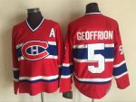 Vintage Montreal Canadiens #5 GEOFFRION Stitched Red-Blue-White Hockey Jersey Throwback Edition