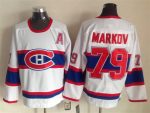 Vintage Montreal Canadiens #79 MARKOV Stitched White-Red-Blue Hockey Jersey Throwback Edition