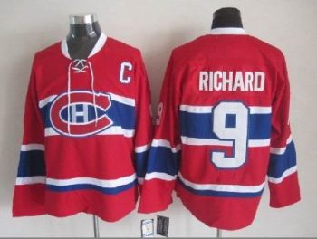 Vintage Montreal Canadiens #9 RICHARD Stitched Red-Blue-White Hockey Jersey Throwback Edition