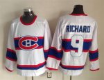 Vintage Montreal Canadiens #9 RICHARD Stitched White-Red-Blue Hockey Jersey Throwback Edition (2)