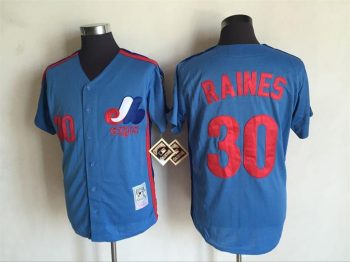 Vintage Montreal Expos #30 Tim Raines Stitched Light Blue Baseball Jersey Throwback Edition