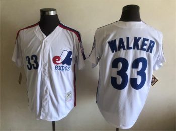 Vintage Montreal Expos #33 Larry Walker Stitched White Baseball Jersey Throwback Edition