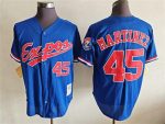 Vintage Montreal Expos #45 Pedro Martinez Stitched Blue Mesh Baseball Jersey Throwback Edition