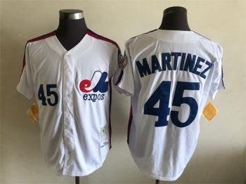 Vintage Montreal Expos #45 Pedro Martinez Stitched White Baseball Jersey Throwback Edition