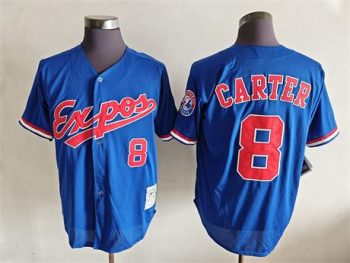 Vintage Montreal Expos #8 Gary Carter Stitched Blue Mesh Baseball Jersey Throwback Edition