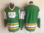 Vintage New England Whalers Stitched Green-White-Yellow Hockey Jersey Throwback Edition