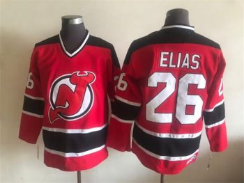 Vintage New Jersey Devils #26 ELIAS Stitched Red-Black-White Hockey Jersey Throwback Edition