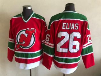 Vintage New Jersey Devils #26 ELIAS Stitched Red-Green Hockey Jersey Throwback Edition