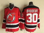 Vintage New Jersey Devils #30 BRODEUR Stitched Red-Black-White Hockey Jersey Throwback Edition