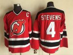 Vintage New Jersey Devils #4 STEVENS Stitched Red-Black-White Hockey Jersey Throwback Edition