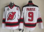 Vintage New Jersey Devils #9 PARISE Stitched White-Black-Red Hockey Jersey Throwback Edition
