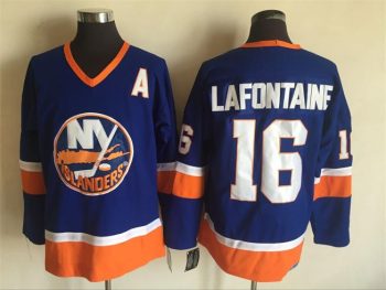 Vintage New York Islanders #16 LAFONTAINE Stitched Blue-Orange-White Hockey Jersey Throwback Edition