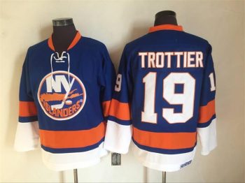 Vintage New York Islanders #19 TROTTIER Stitched Blue-Orange-White Hockey Jersey Throwback Edition (2)