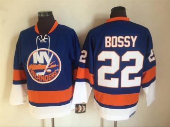 Vintage New York Islanders #22 BOSSY Stitched Blue-Orange-White Hockey Jersey Throwback Edition (2)