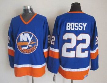 Vintage New York Islanders #22 BOSSY Stitched Blue-Orange-White Hockey Jersey Throwback Edition