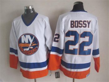 Vintage New York Islanders #22 BOSSY Stitched White-Blue-Orange Hockey Jersey Throwback Edition