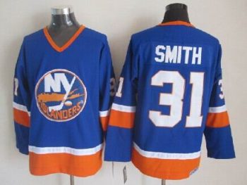 Vintage New York Islanders #31 SMITH Stitched Blue-Orange-White Hockey Jersey Throwback Edition