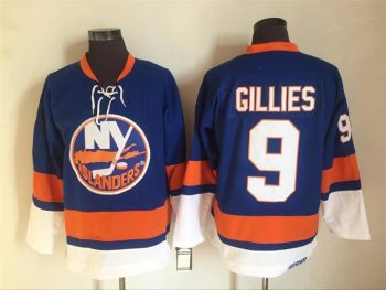 Vintage New York Islanders #9 GILLIES Stitched Blue-Orange-White Hockey Jersey Throwback Edition (2)