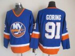 Vintage New York Islanders #91 GORING Stitched Blue-Orange-White Hockey Jersey Throwback Edition